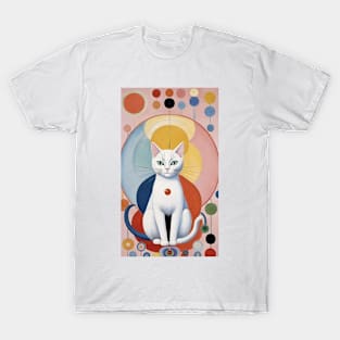 Hilma af Klint's Whiskered Wonderland: Abstract Feline Delight T-Shirt